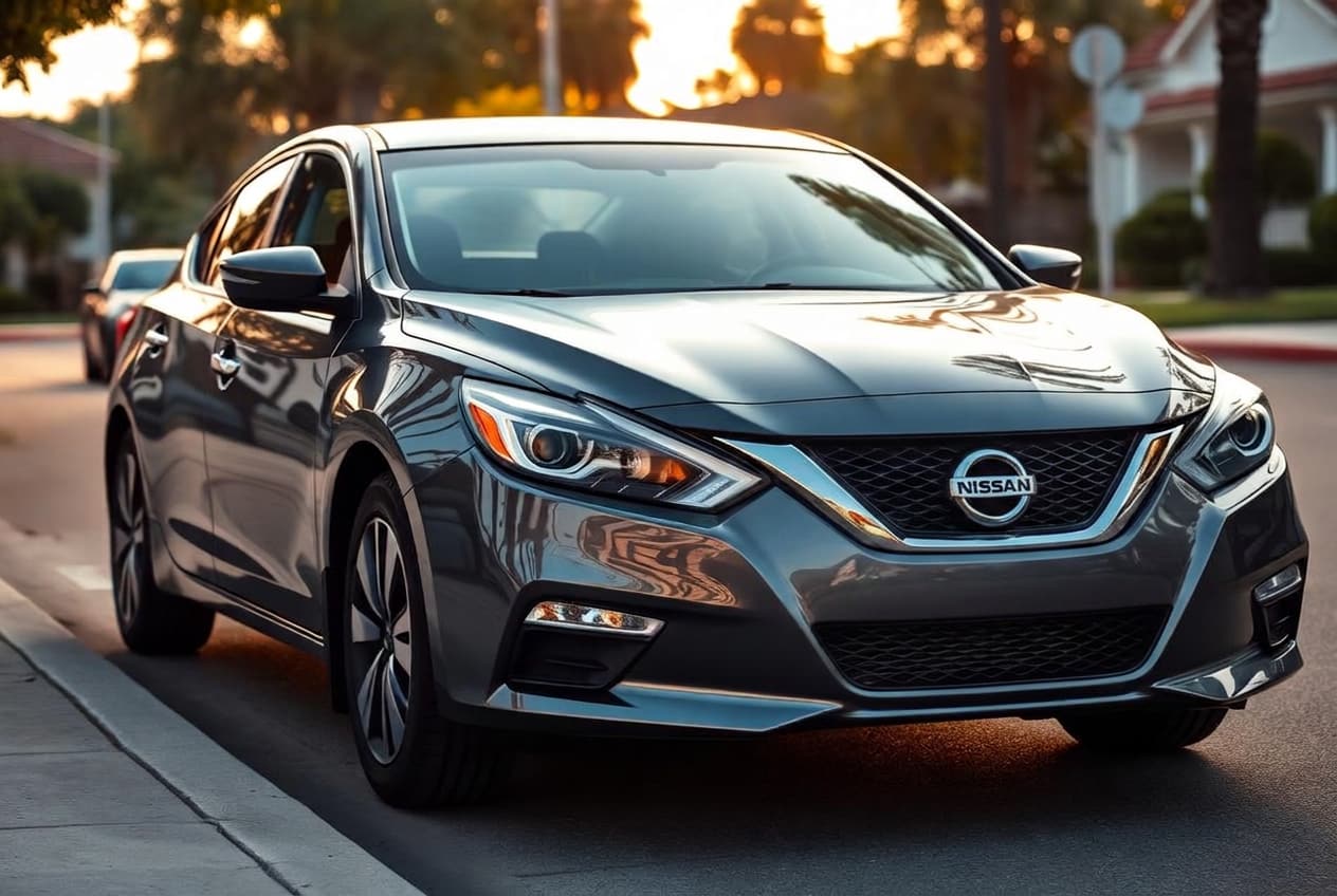 Charcoal Nissan Altima sedan without a visible license plate